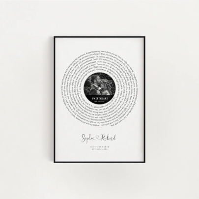 Personalised Gift Song Lyrics Wall Art