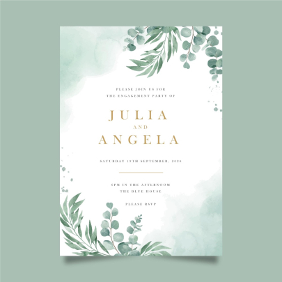 Floral Engagement Invitation Card
