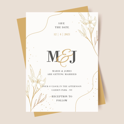 Hand Drawn Wedding Invitation Card