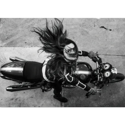 Race Classic Motorcycle Girl Posters