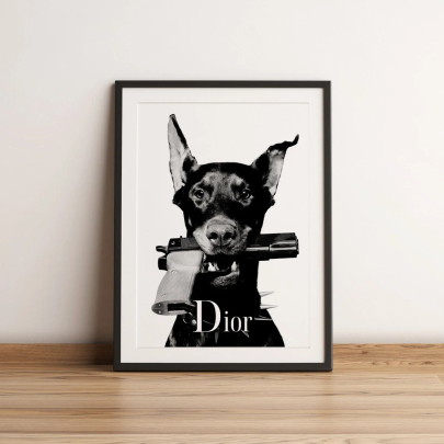 Doberman Gun Poster Hypebeast Wall Art Digital Luxury Fashion Poster