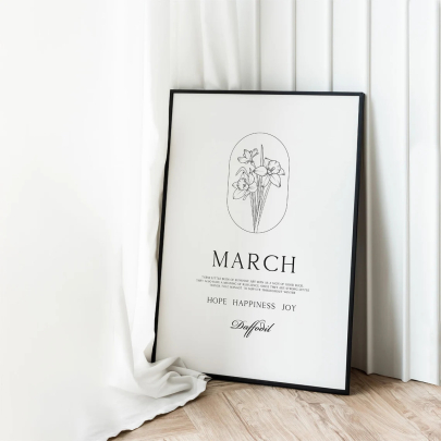 March Birth Flower Print