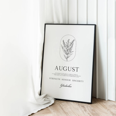 August Birth Flower Print