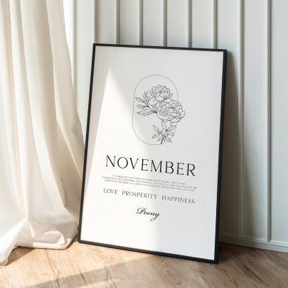 November Birth Flower Print