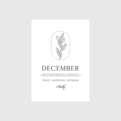 December Birth Flower Print