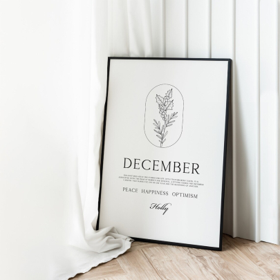 December Birth Flower Print