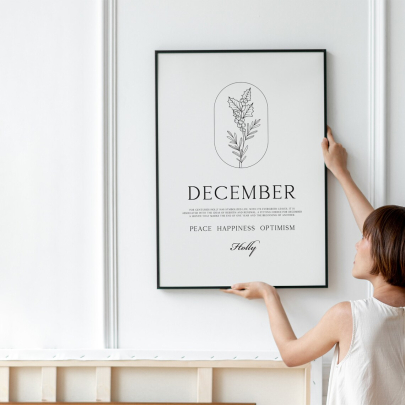 December Birth Flower Print