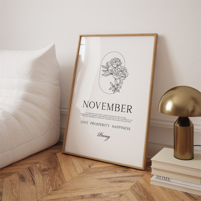 November Birth Flower Print