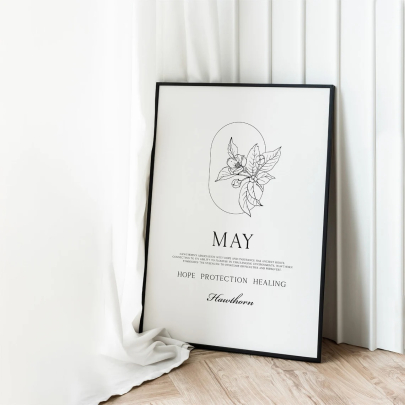 May Birth Flower Print