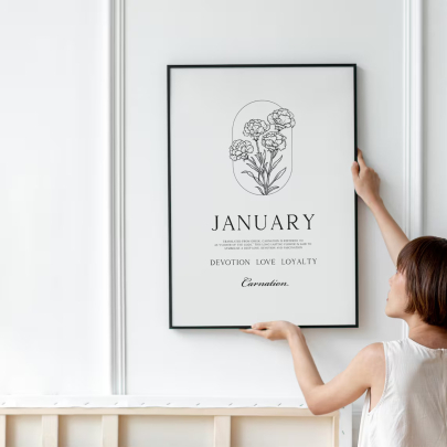 January Birth Flower Print