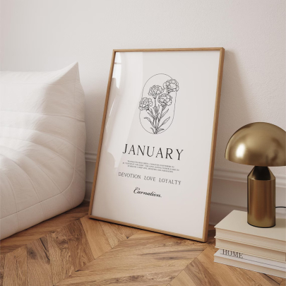 January Birth Flower Print