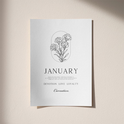 January Birth Flower Print