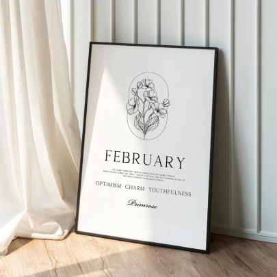 February Birth Flower Print