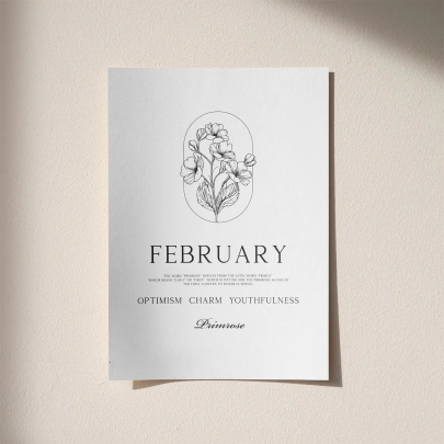 February Birth Flower Print