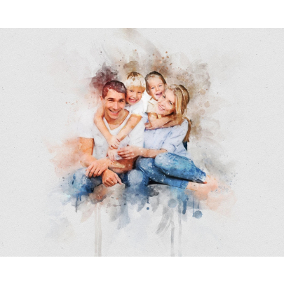 Personalised Watercolor Family Painting 