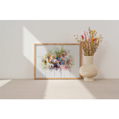 Personalised Watercolor Family Painting 