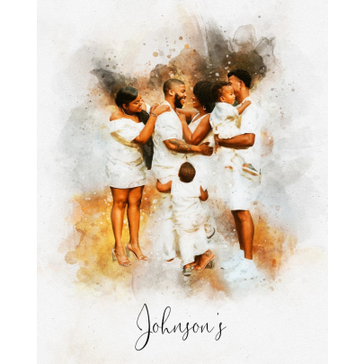 Personalised Watercolor Family Painting 