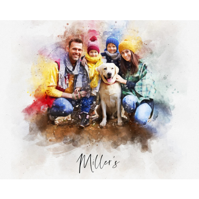 Personalised Watercolor Family Painting 
