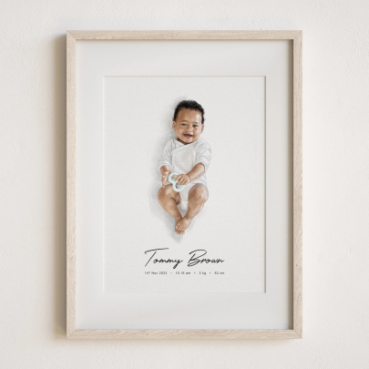 Newborn Baby Watercolor Portrait
