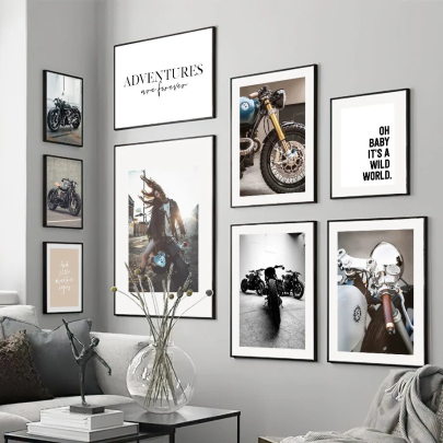 Fashion Classic Motorcycle Cool Girl Posters