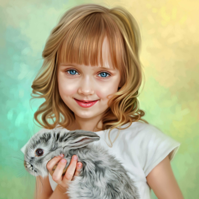 Kids With Pet Painting