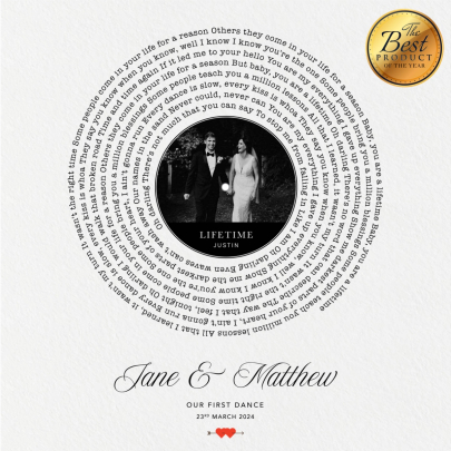 Personalised Gift Song Lyrics Wall Art