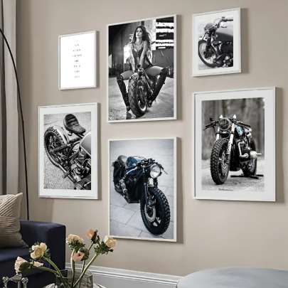 Race Classic Motorcycle Girl Posters