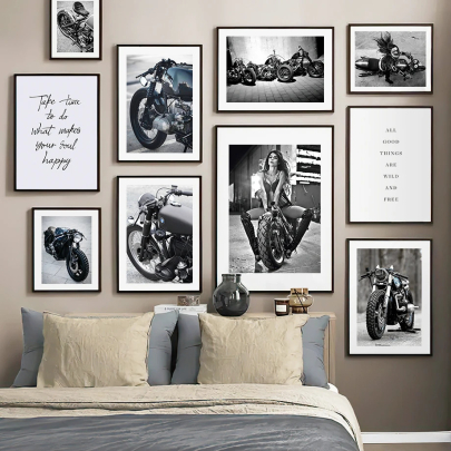 Race Classic Motorcycle Girl Posters