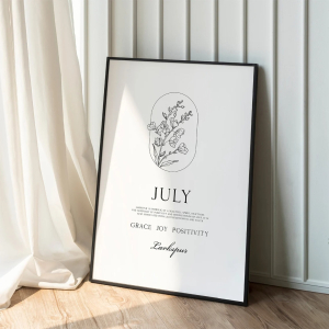 July Birth Flower Print