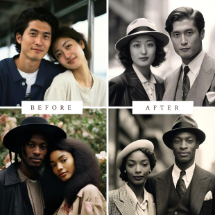 Personalised Custom 1920s Couple Portrait from Photo