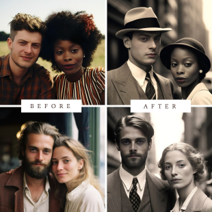 Personalised Custom 1920s Couple Portrait from Photo