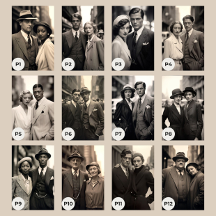 Personalised Custom 1920s Couple Portrait from Photo