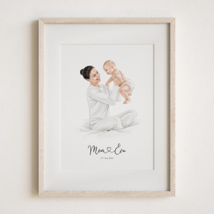Newborn Baby Watercolor Portrait