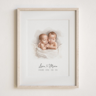 Newborn Baby Watercolor Portrait