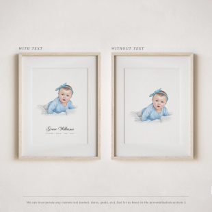 Newborn Baby Watercolor Portrait