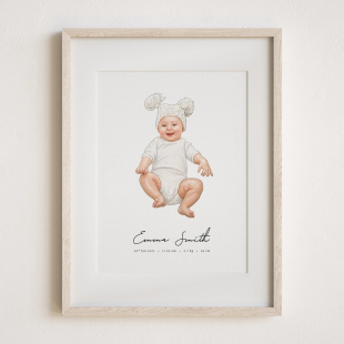Newborn Baby Watercolor Portrait
