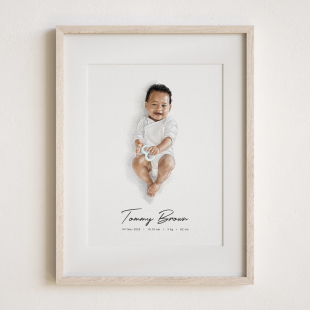 Newborn Baby Watercolor Portrait