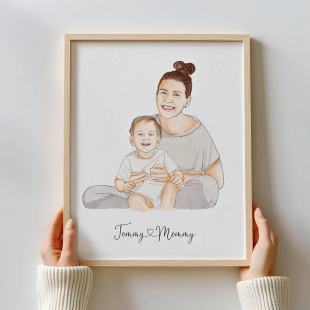 Custom Hand-Drawn Watercolor Portrait