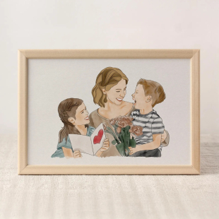 Custom Hand-Drawn Watercolor Portrait