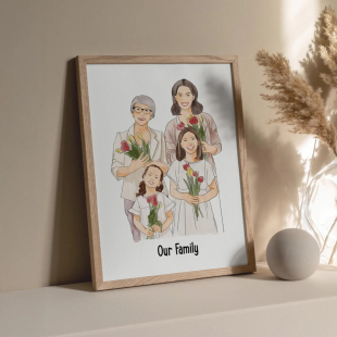 Custom Hand-Drawn Watercolor Portrait